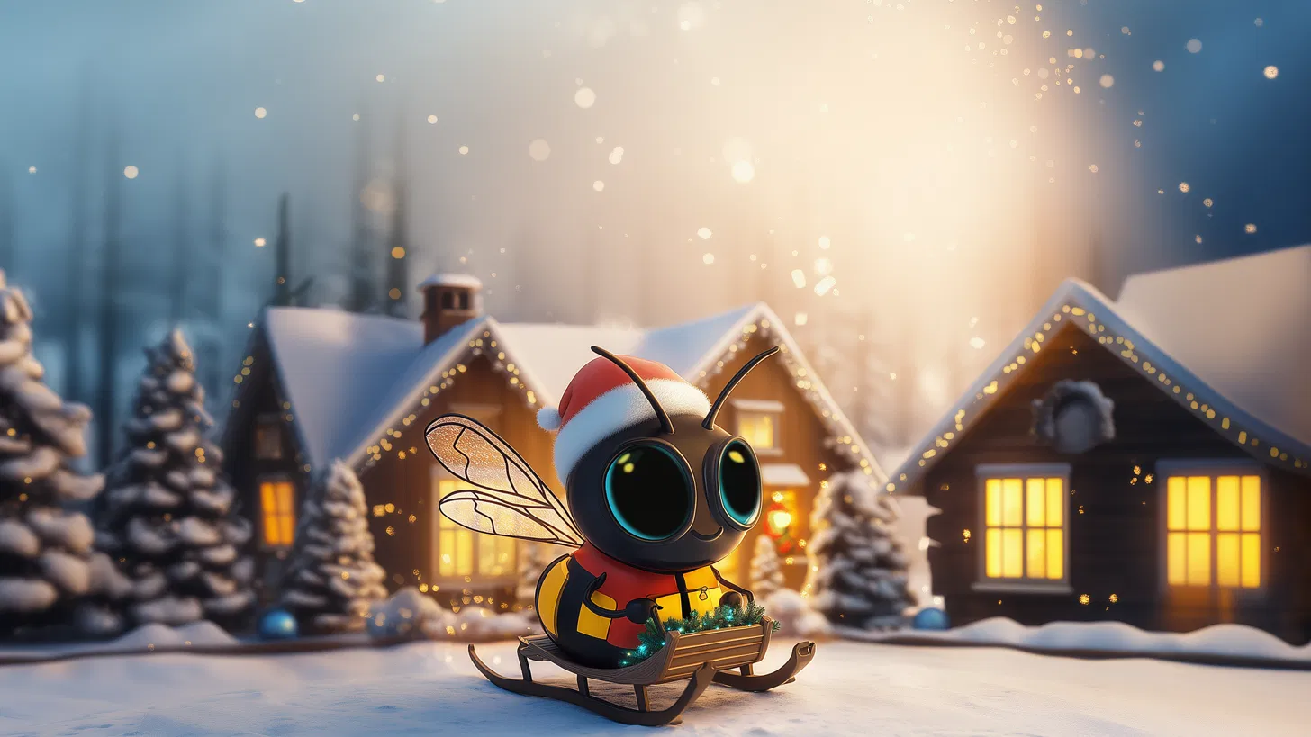 Fin 2024 Midjourney — eBee de Noël sur un traîneau