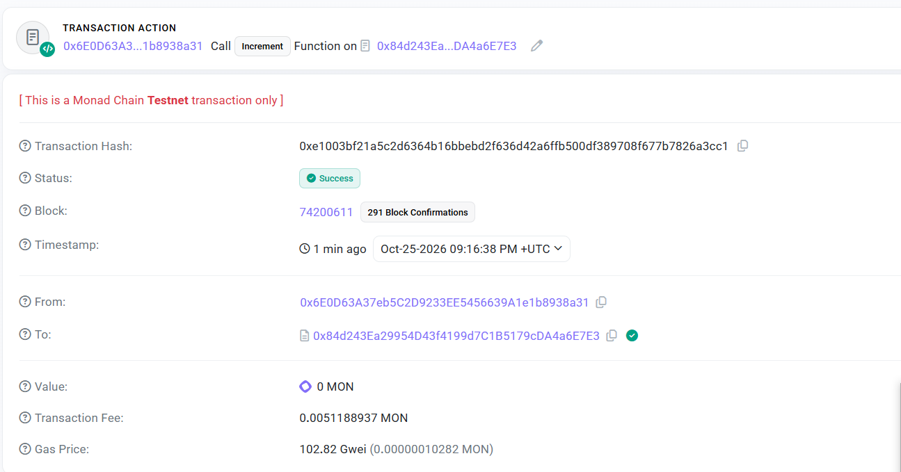 Monad Transaction hash receipt