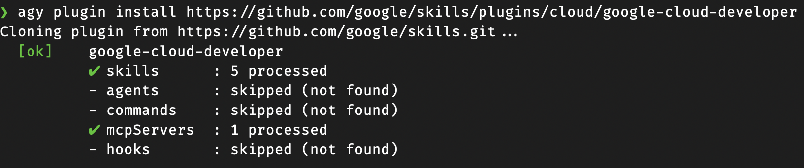 Installing the google-cloud-developer plugin