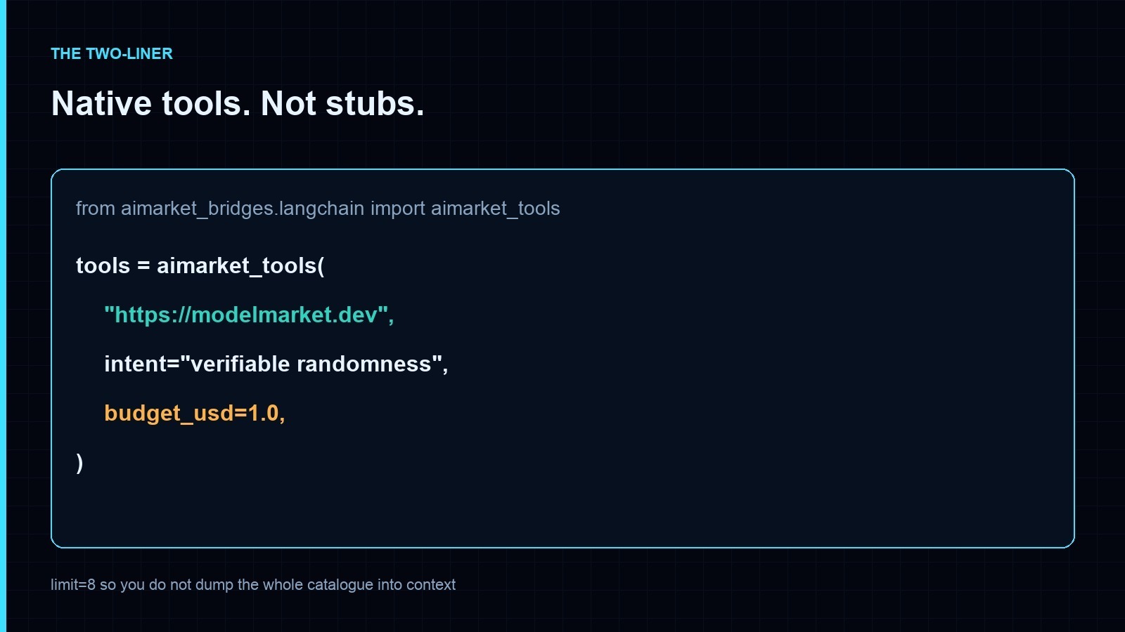 The two-liner — native StructuredTool, not a stub
